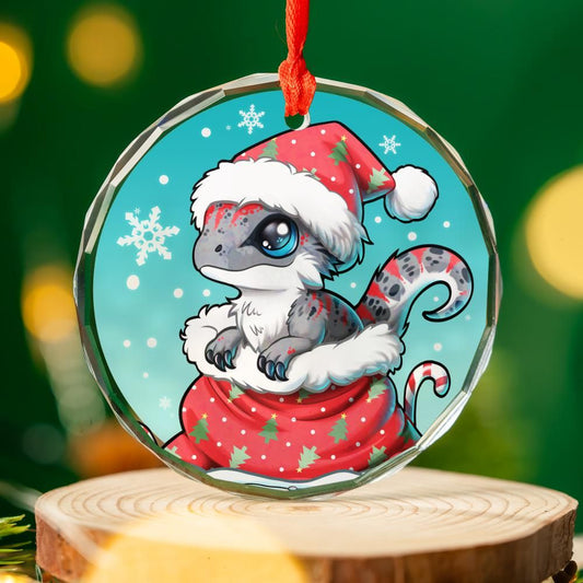 Santa Claws Glass Ornament